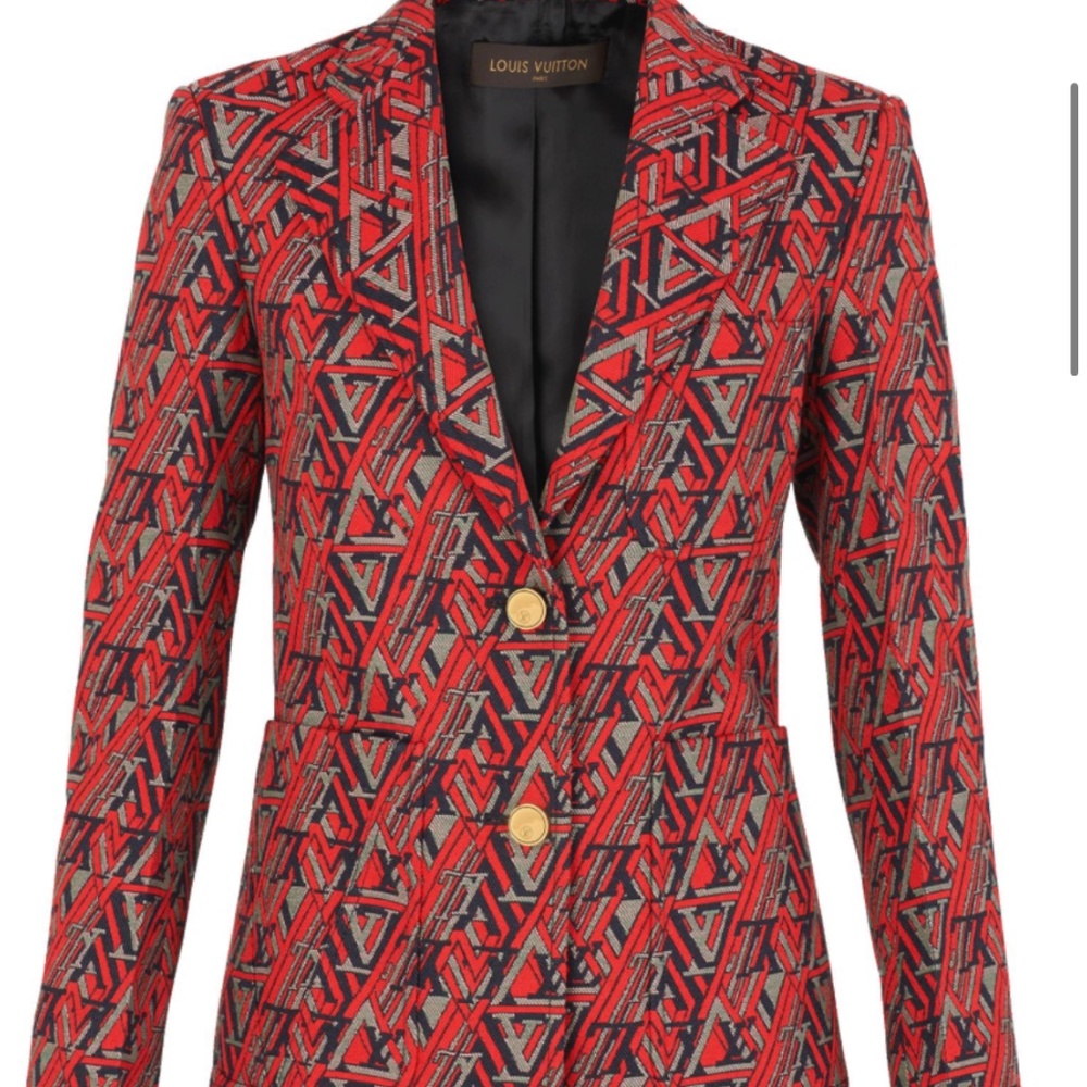 Louis Vuitton Red & Black Geometric Monogram Blazer